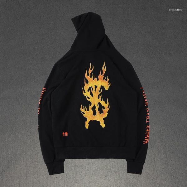 

mens sweatshirts designer hooded flame printed casual oversize hoodies 20ss, Black