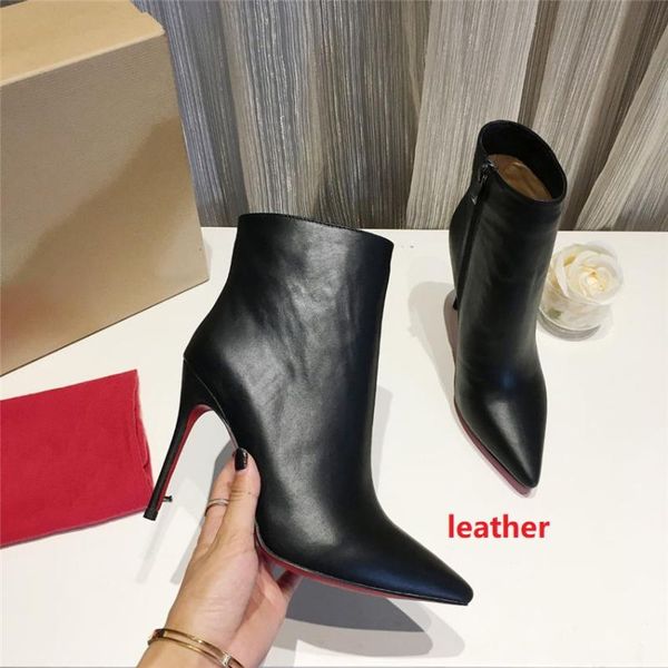 

designer shoes sneaker so kate spike styles high heels half knee ankle boots red luxury bottoms fashion size 35-41, Black