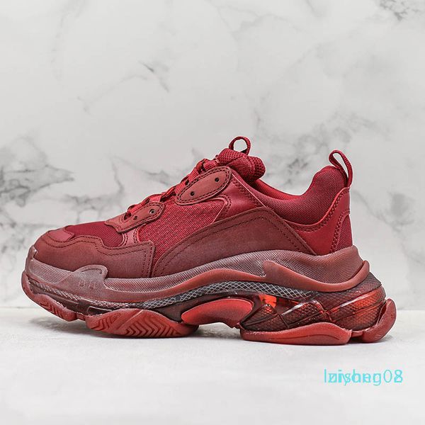 

luxe track 2 triple s paris red bottom wine red pebble casual shoes clunky shoes triple-s low mens woman casual designer shoes z08, Black