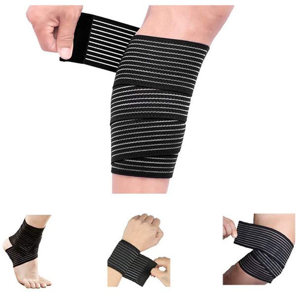 

1pcs elastic bandage for wrist calf elbow leg ankle protector compression knee support sports bandage strap fitness safety, Black;gray