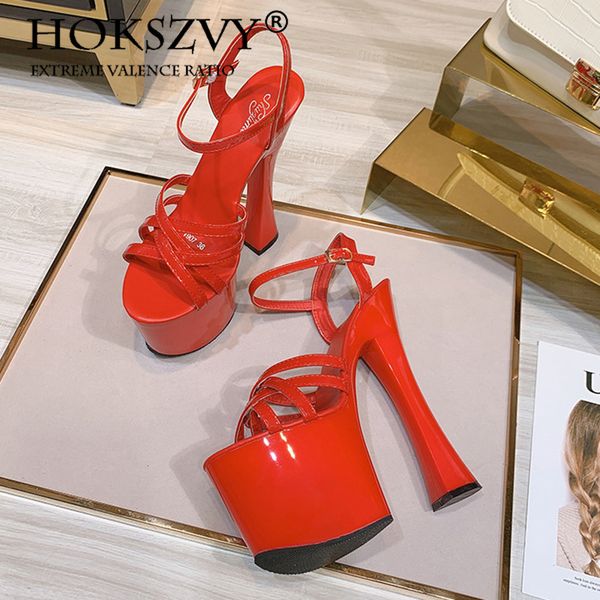 

hoksvzy hate sky high nightclub ultra high heel sandals women waterproof platform catwalk pole dance women's shoes lfd, Black