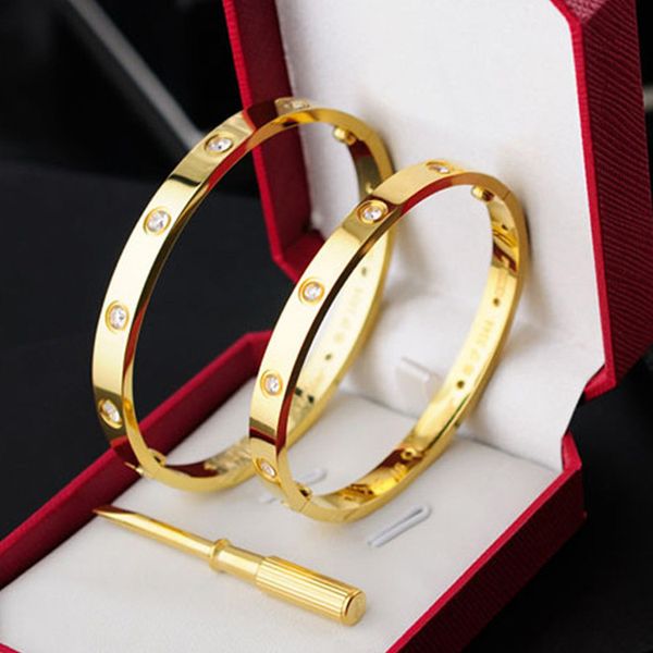 

gold 16-21cm no box classics fashion designer jewelry silver 316l stainless steel screw bangle bracelet with screwdrivermen and women love, Black