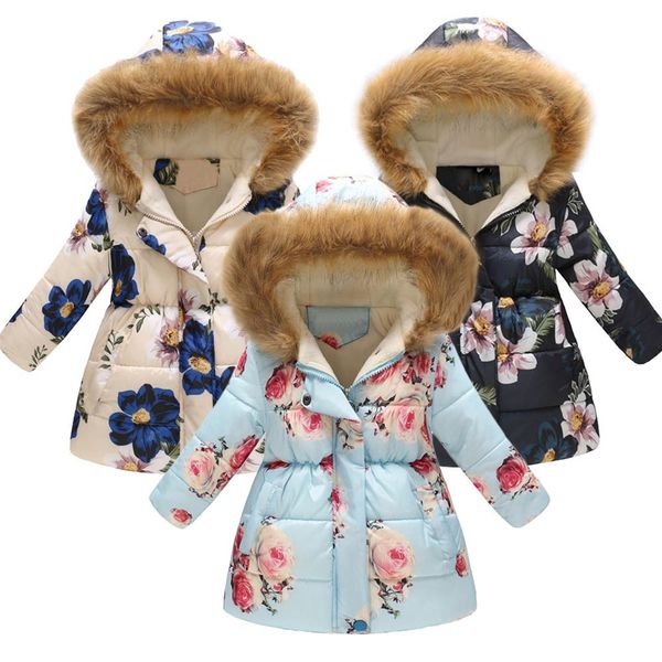 

winter floral print thick warm children coat warm jacket kids fashion printed outerwear children's windproof coat for kids clearance