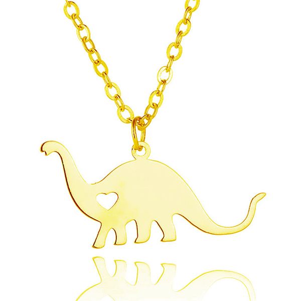 

new thunder dragon charm necklace gold color silver color stainless steel brontosaurus dinosaur pendant necklace jewellery