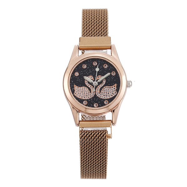 

2020 new arrival new shopee web celebrity popular fashion ladies watch contracted and delicate girl set auger wristwatch, Slivery;brown