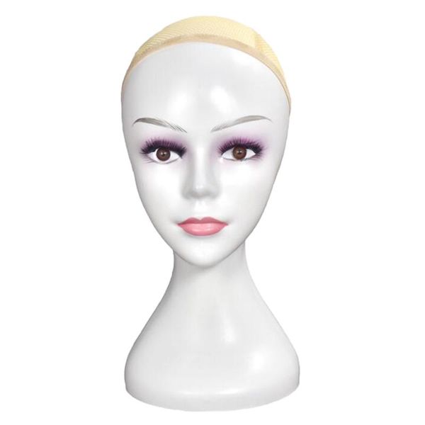

hair tools mannequin head wig display styling cap for women hat white