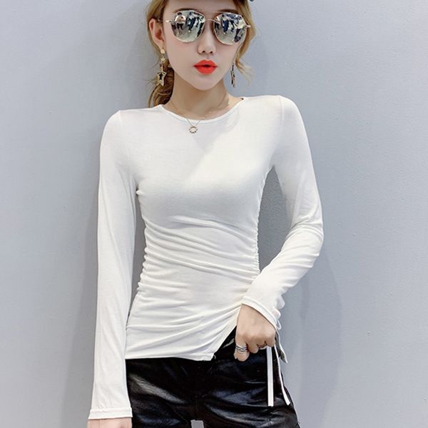 

women's t-shirt gkfnmt 2021 long sleeve t shirt women tshirt cotton korean style white black o-neck clothes tee femme spring