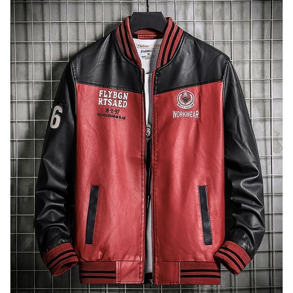 

men fashion jackets 2020 new arrival casual long sleeve motorcycle jackets men autumn winter casual panelled contrast color coat sell, Black;brown