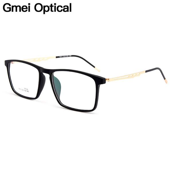 

gmei optical urltra-light square full rim men optical eyeglasses frames women's mixed material myopia spectacles 3 colors m7011, Black