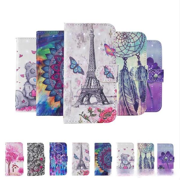 

3d leather wallet case for samsung note 10 pro a2 core huawei nova 5i p smart z bling diamond holder slot id flower eiffel tower lace cover