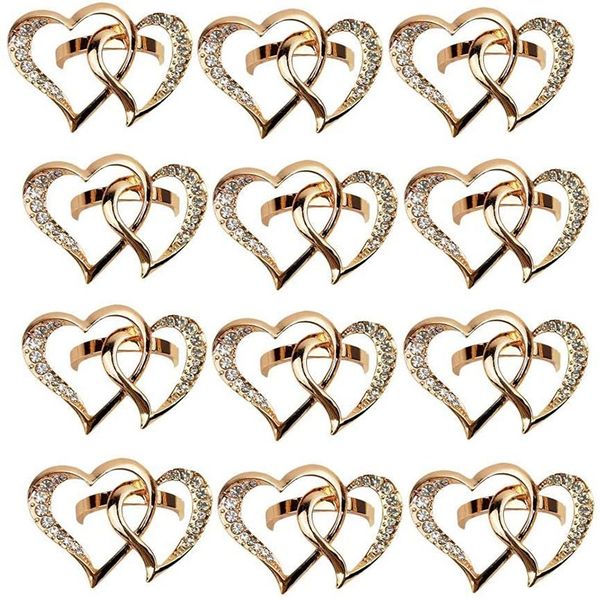 

12 pcs love heart-shaped napkin ring, wedding napkin buckle zinc alloy ring holders for wedding dinner table display