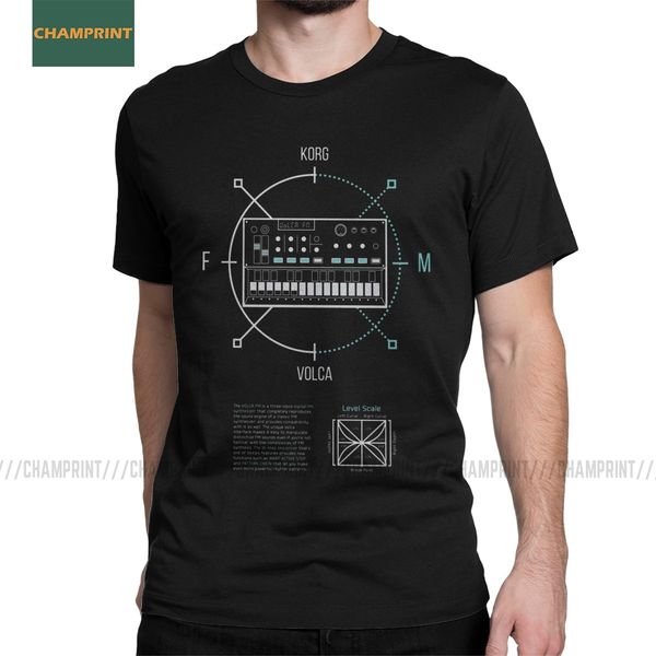 

men's t-shirt volca fm round korg volca 100% cotton tee shirt short sleeve music synth electro modular techno t shirt plus size