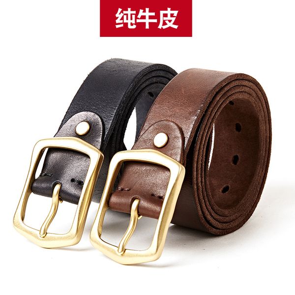 

men's leather belt designer belt men's gold pin buckle alloy buckle leather 2020 luxury design new mouth retro, Black;brown