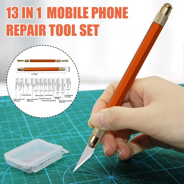

13pcs blades steel craft artwork sculptures cutter with handle carving stencil diy tool i88