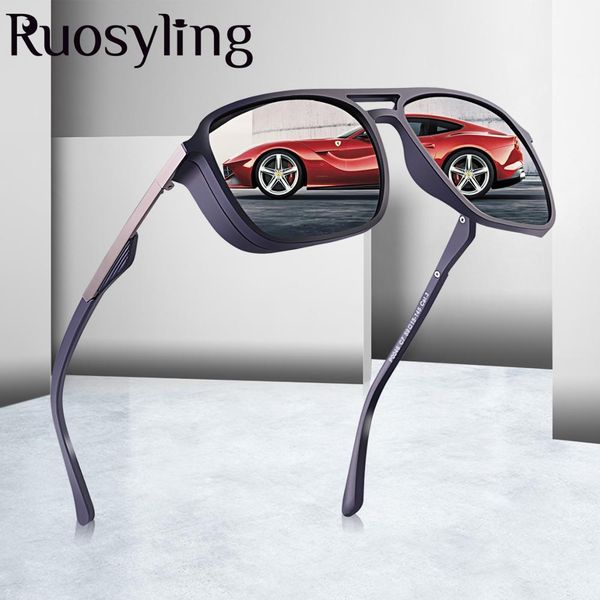 

ruosyling sunglasses men women polarized uv 400 square retro sunglasses tr 90 ultralight flexible driving punk sunglasses 2019 t200106, White;black