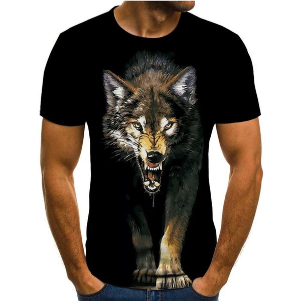 

brand 3d wolf head man round collar 3d print shirts anime harajuku comics men clothing
