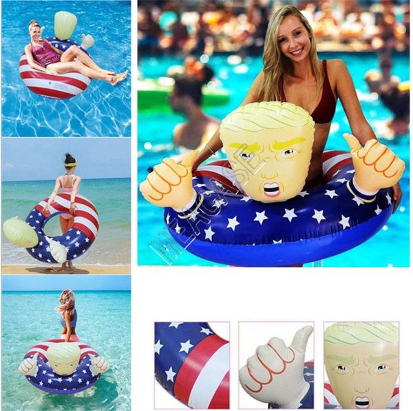 Float Bandeira dos desenhos animados Trump Piscina Bóia flutua gigante Thicken Círculo Swim de banho Anel para Unisex Verão Pool Party Brinquedos D81712