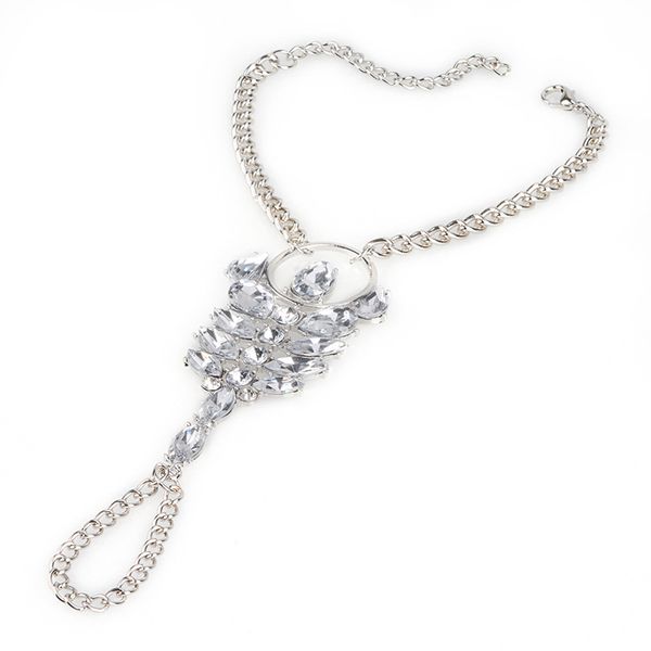 

fashion colorful rhinestone charm chain bohemian mermaid statement crystal bib anklets summer bracelet for women, Golden;silver