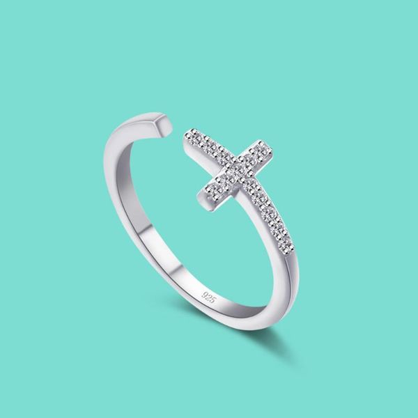 

100% s925 sterling silver ring for women's fashion cross design solid silver open rings women's prom accessories cocktail ring, Golden;silver