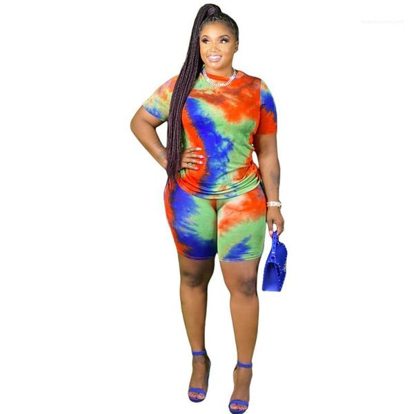 

set casual crew neck plus womens clothing womens designer summer tracksuits fashion tie dye two piece, Gray
