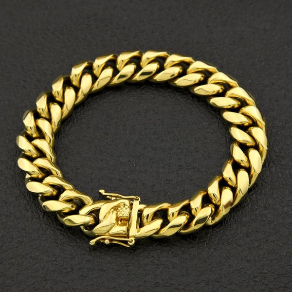 

High Quality Stainless Steel Curb Cuban Chain Dragon Clasp Bracelets Men Women Fashion Gold Silver Bangles 8mm/10/12/14mm 23cm