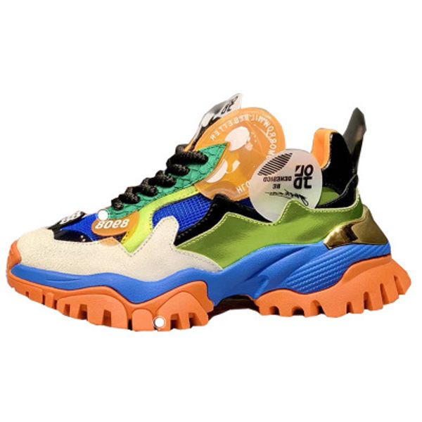 

2020 autumn daddy shoes fashion all-match color matching large size personalized sports casual flat shoes, Black