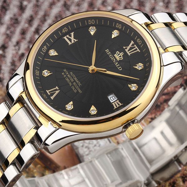 

reginald men watches fashion business watches men stainless steel quartz wristwatches waterproof watch luxury couple, Slivery;brown
