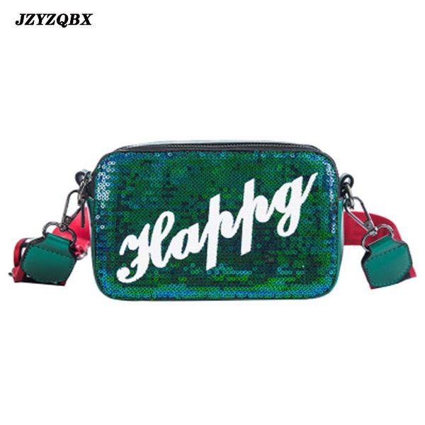 

jzyzqbx 2020 summer new sequins small square bag alphabet ladies shoulder bag tide broadband student mobile phone messenger
