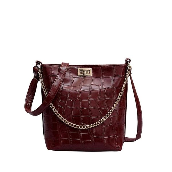 

stone pattern pu leather crossbody bags for women 2020 brand designer shoulder messenger bag female handbags chain bucket bag