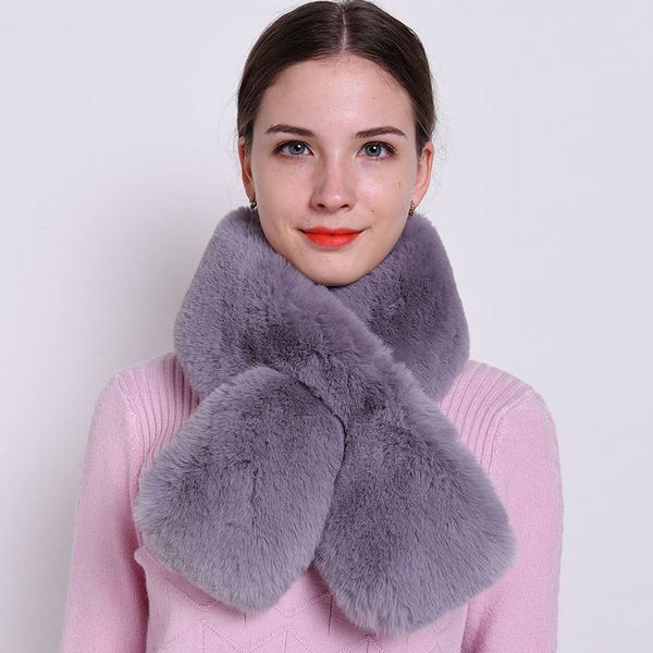

hspl winter 2020 new scarf women faux fur luxury blue scarves ladies neck warmer big burgundy scarfs, Blue;gray