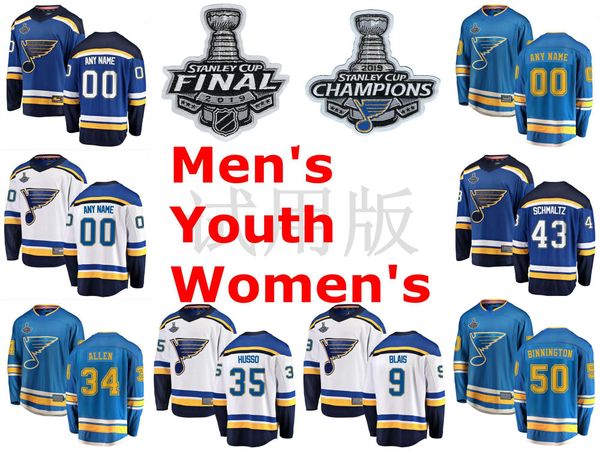 

2019 кубок стэнли чемпионов st louis blues хоккей 43 шмальц джерси 34 джейк аллен 35 ville husso 9 sammy blais custom shifted, Black;red