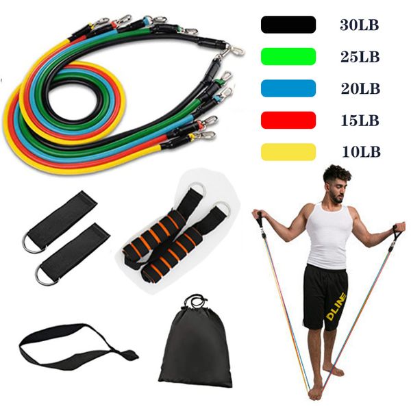 

11pcs resistance bands тросовые велотренажеры главная упругие тела упражнения фитнес тренировки оборудование многофункциональный strength ki