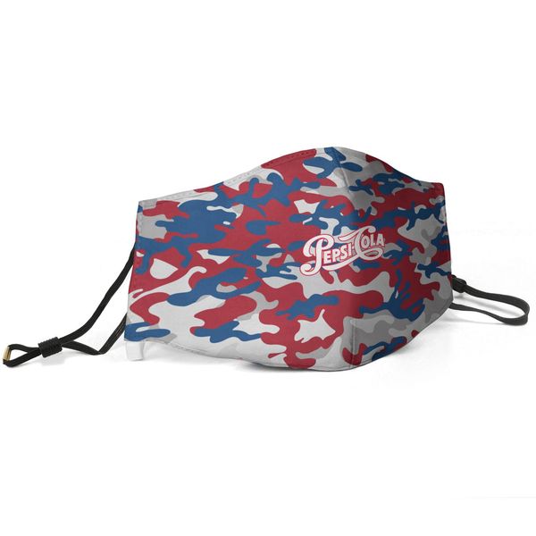 

women men face mask dust mask muffle -t-pepsi cola blue and white printed with adjustable ear hookbud light blue, Silver