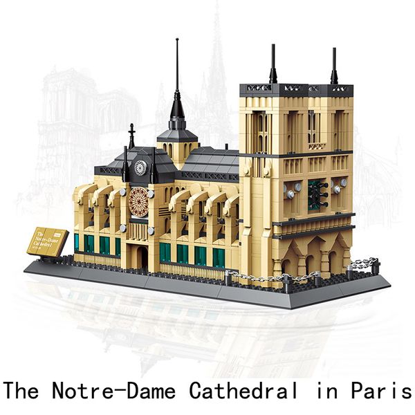 

diamond blocks world famous architecture paris notre-dame cathedral mini 3d model building blocks diy assembly bricks toys