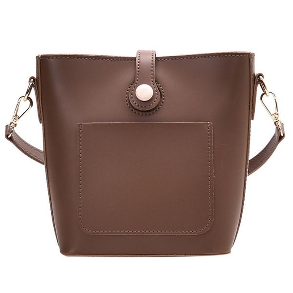 

pu handbag women girls solid color bucket bag ladies simple style crossbody shoulder bag