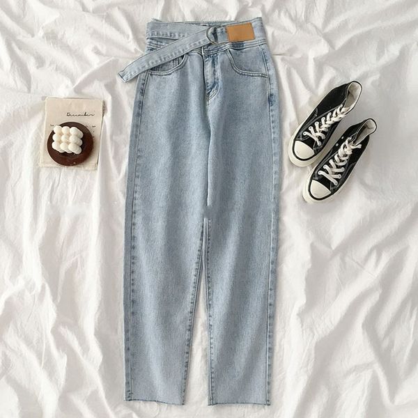 

women's jeans vintage high waist straight pant for women streetwear loose female denim buttons zipper ladies 2021, Blue