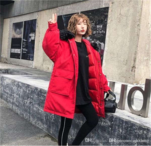 

casual oversize female outerwear winter womens coats designer thick plus size solid color long sleeve hooded ladies down parkas, Black