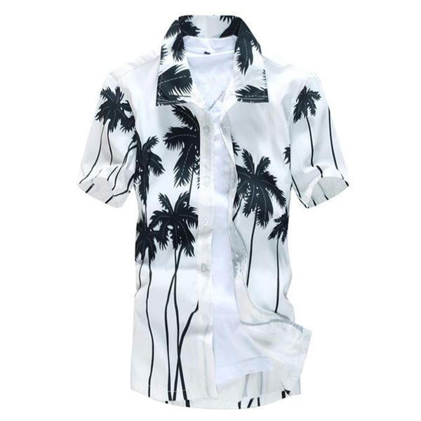 

men blouse shirt 2020 new summer printed shirts casual blouses beach shirts cotton camisas plus size open stitch 4fn, White;black