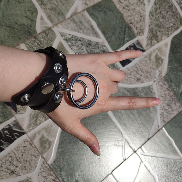 

bracelet circle gothic punk holographic choker hologram pu leather choker 2020 collar necklace jewelry wristband, Golden;silver