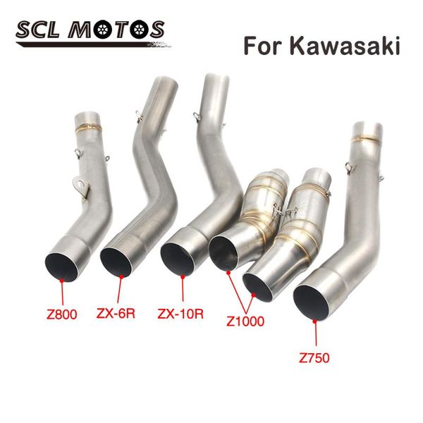 

scl motos new motorcycle stainless steel exhaust muffler pipe middle link pipe connector for z750 z800 z1000 zx6r zx10r