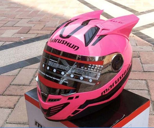 

motorcycle helmet marushin 999rzs angled pink white black yellow