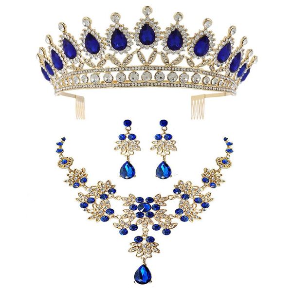 

blue bride crown hair triple wedding garment jewelry for women xxfd, Silver