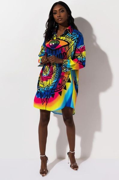 

eyes printed shirt dresses fashion casual lapel neck ladies long sleeve blouse dresses womens apparel women designer colorful, Black;gray