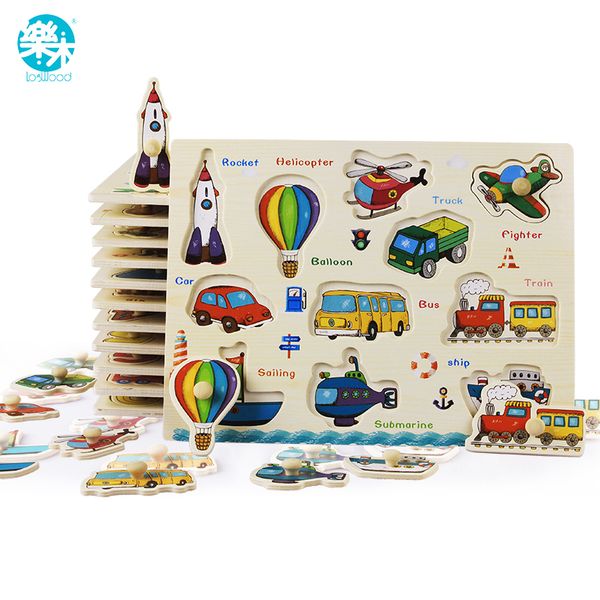 

baby toys montessori wooden puzzle/hand grab board set educational wooden toy cartoon vehicle/ marine animal puzzle child gift lj200811
