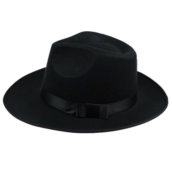 

men women hats caps panama fedora trilby straight wide brim hard felt black, Blue;gray