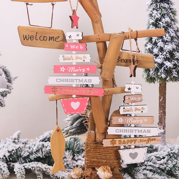 

1pc merry christmas letter wooden pendants wood crafts ornaments xmas tree ornament for home wall christmas party decoration