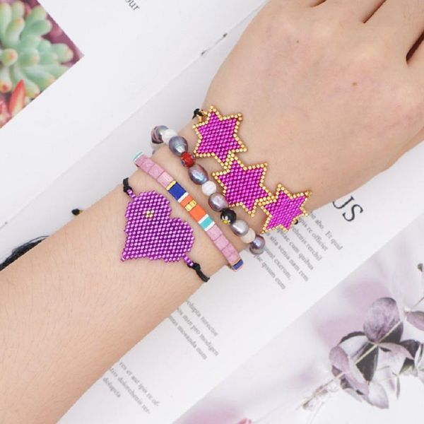 

go2boho real pearl bracelet mexico miyuki beads bracelets for women purple star heart tila beads pulseras mujer 2020 new gift, Golden;silver