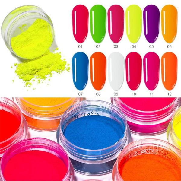 

12-color painting nail fluorescent powder diy long lasting glitter eye shadow pigment neon phosphor nail powder, Silver;gold