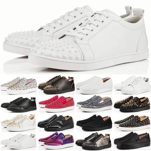 

2020sneakersredbottomshoelowcutsuedespikeshoesformenandwomenshoespartyweddingcrystalleathersneakers35-47, Black