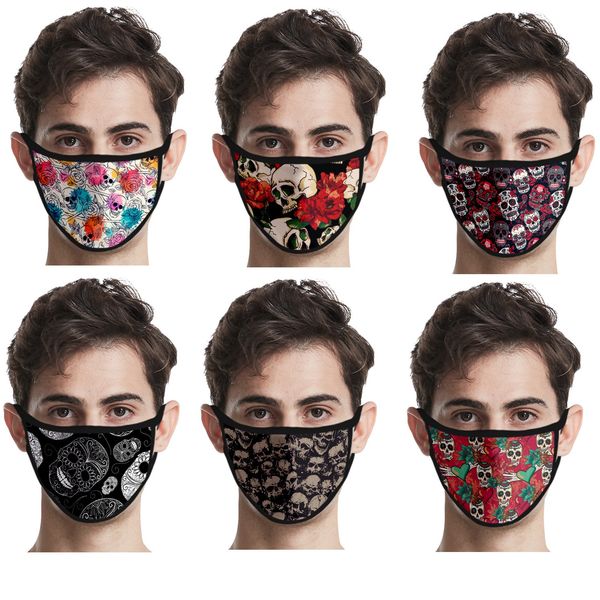 

3d printing skull face mask fashion printed design mouth cover washable reusable dustproof mask for adults women men and children kids size